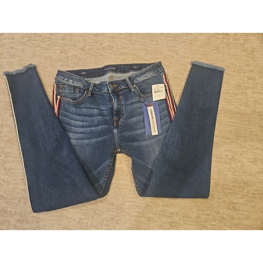 NWT Vigoss Jeans Womens 30 Jagger Skinny Classic Fit Stretch Red White Blue
